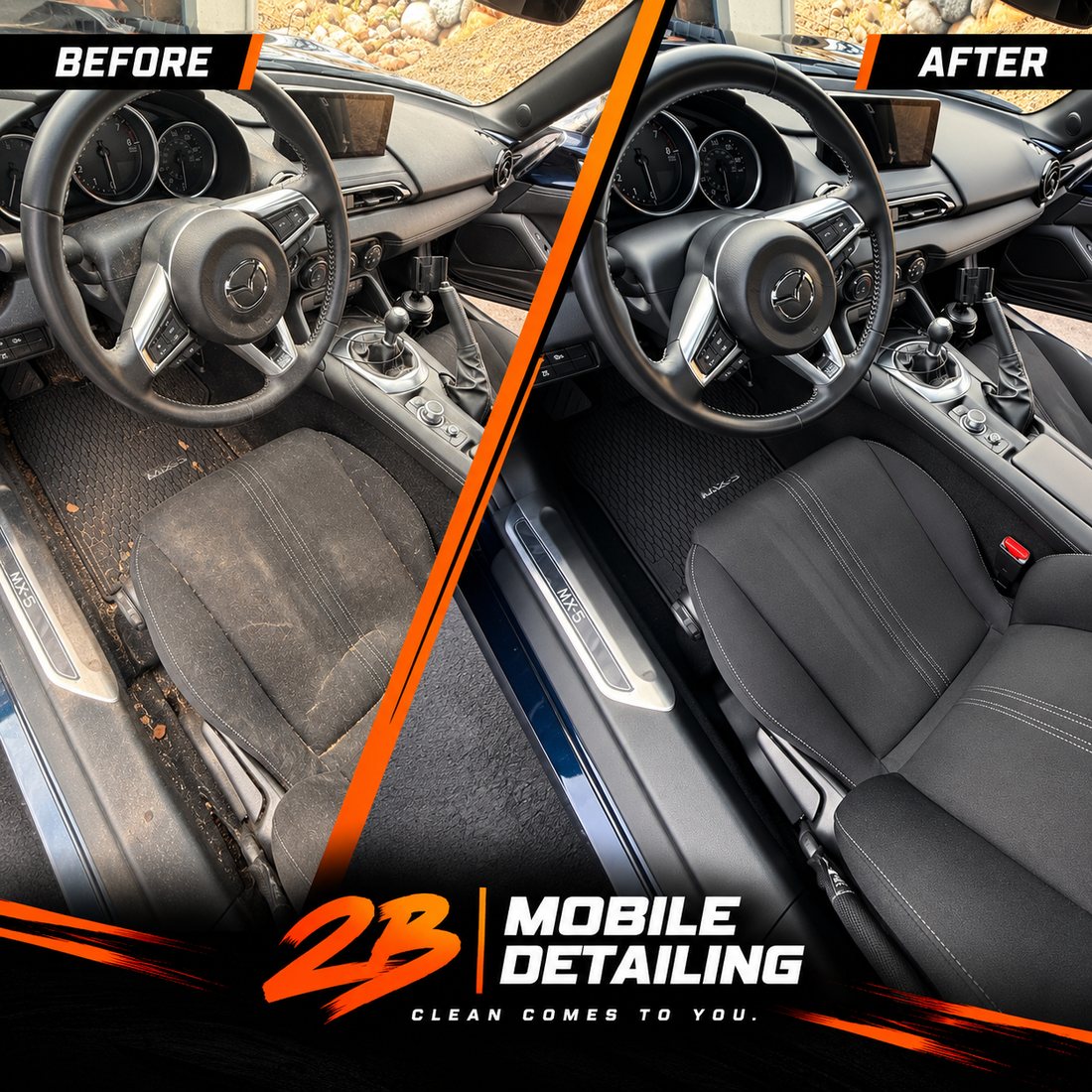 Interior detailing on a customer's car in Davis, CA