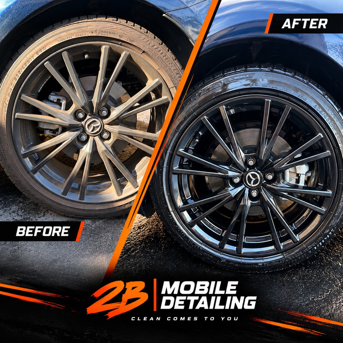Wheels and tires cleaned and dressed